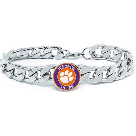 Clemson Tigers Mens Link Chain Bracelet State Football Gift D4 Cover