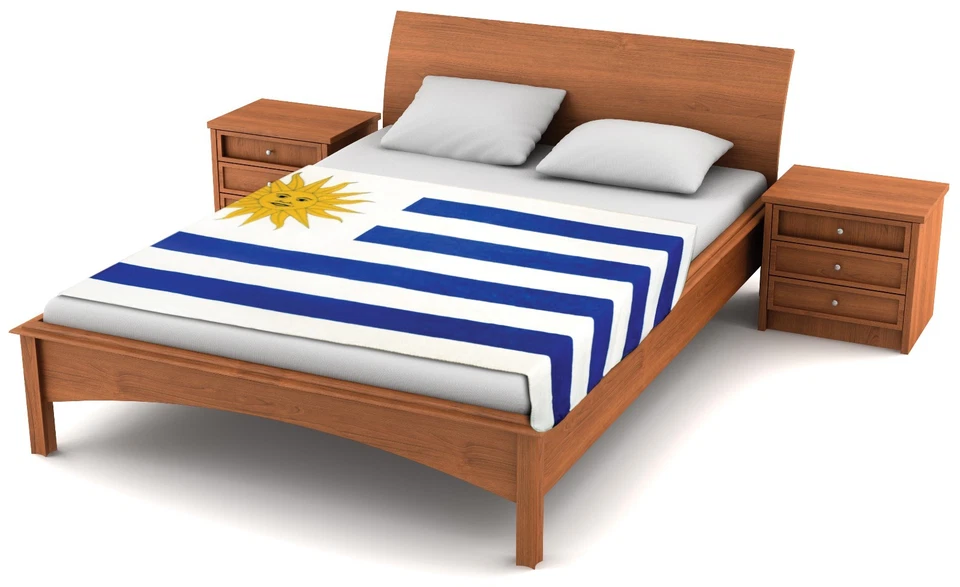 Fuzzy Flags™ Uruguay Flag Fleece Blanket 80" x 50" Oversized Travel Throw Cover - Image 1 of 3