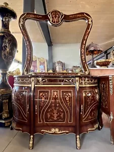 Mirror Console in Nostalgic Italian Antique Handmade Wooden Baroque Cabinet - Picture 1 of 7