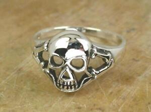 COOL STERLING SILVER HIGH POLISHED SKULL RING size  7  style# r0716