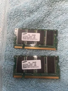 2 EACH PC2700S-25331-A0 Samsung 256MB PC2700 DDR-333MHz Laptop Memory - Picture 1 of 2