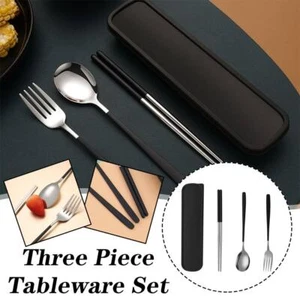 Set of 3 Portable Tableware Cutlery Dinnerware Travel Fork L9B5 AU13 Spoon 9CS8 - Bild 1 von 9