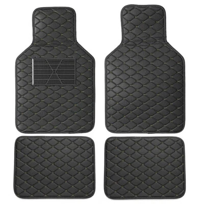 Black Car Floor Mat 4Pcs Set PU Leather Anti-skid Pad Pedal Protector Waterproof - Image 1 of 4