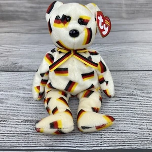 DEUTSCHLAND Beanie Babies TY Pensionato Piccolo Bandiera Tedesca Orsacchiotto Animale Giocattolo - Foto 1 di 12