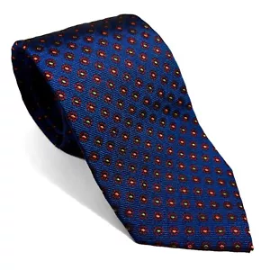 Navy Blue Floral Jacquard Silk Tie (Handmade in England) - Picture 1 of 4
