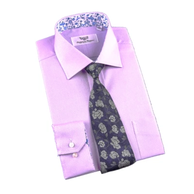 Бизнес рубашки сиреневой саржи дизайнер моды пейсли внутренняя подкладка Smarts одежда - Изображение 1 из 4