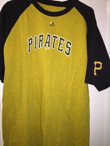 MAJESTIC BLACK/GOLD PITTSBURGH PIRATES CRACKED SHORT SLEEVE TEE SIZE 2XT - Picture 1 of 4