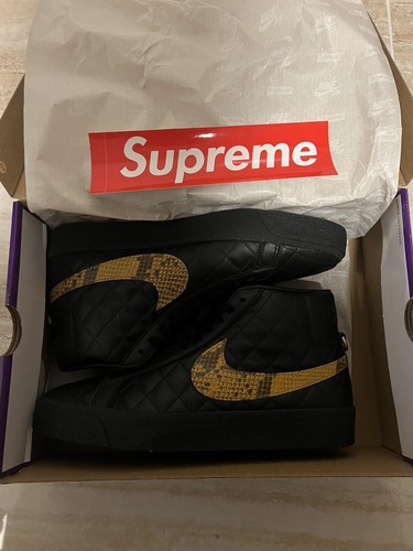 Taglia 9 5 Nike Zoom Blazer Mid QS SB x Supreme pelle di serpente nera 2022