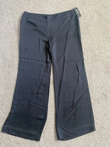 Pantalone Lafayette 148 New York elegante nero gamba larga taglia 16 nuovo con etichetta - Foto 1 di 7