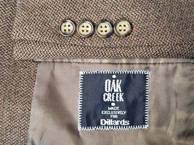 Abrigo Blazer Chaqueta Oak Creek Dillards 100% Lana de Cordero Para Hombres 44L Marrón Espiga Foto 1 de 4