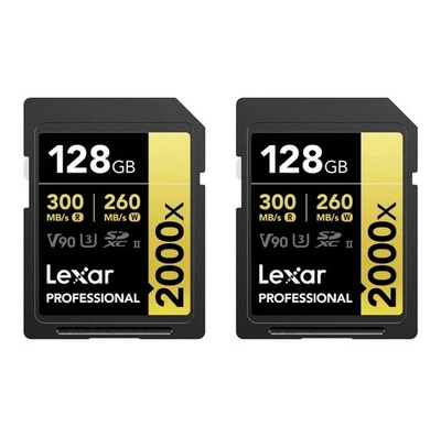 Lexar GOLD Series Professional 2000x 128GB UHS-II SDXC Speicherkarte, 2er Pack - Bild 1 von 4