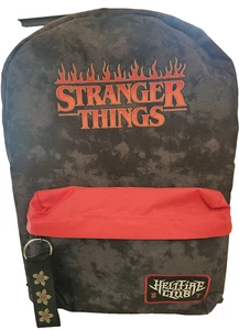 Stranger Things Hellfire Club Backpack 17 in Full Size Grey Red Bag w Key Chain - Picture 1 of 10