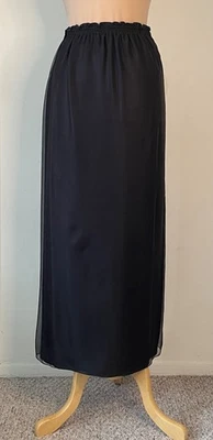 Zoran O/S M L XL 100% Silk Solid Black Long Wrap Skirt - Image 1 of 4