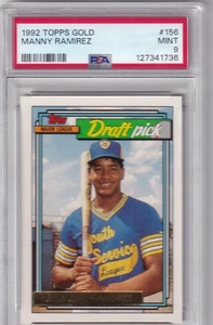 1992 TOPPS GOLD MANNY RAMIREZ #156 *  INDIANS * ROOKIE * HOF * MINT PSA 9 * - Picture 1 of 1