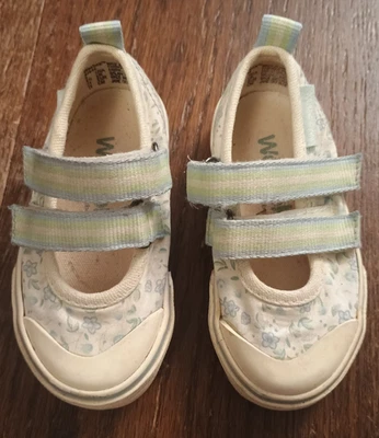 Weebok Reebok Baby Floral Blue Ivory Mary Jane Double Strap Sneakers sz 5 CUTE! - Image 1 of 4