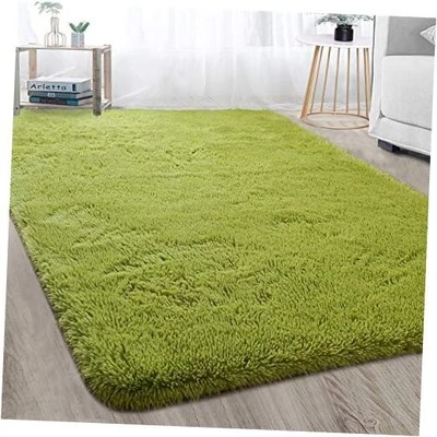  Alfombra peluda grande de interior suave moderna para dormitorio sala de estar 5 x 8 pies verde Foto 1 de 4