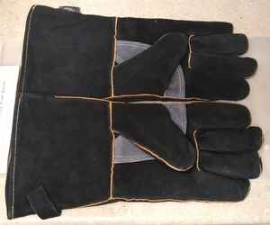 Guantes de soldadura negros resistentes al calor extremo para barbacoa TIG MIG 14" - Imagen 1 de 7