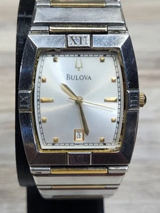 Bulova C9671382 Cream Dial Quartz Rectangle Tank Quartz Stainless - Working  - Picture 1 of 11