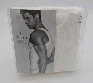 Stafford White Blended Cotton A-Shirts Ribbed Tank Top 4 Pack Sz XXL - Picture 1 of 2