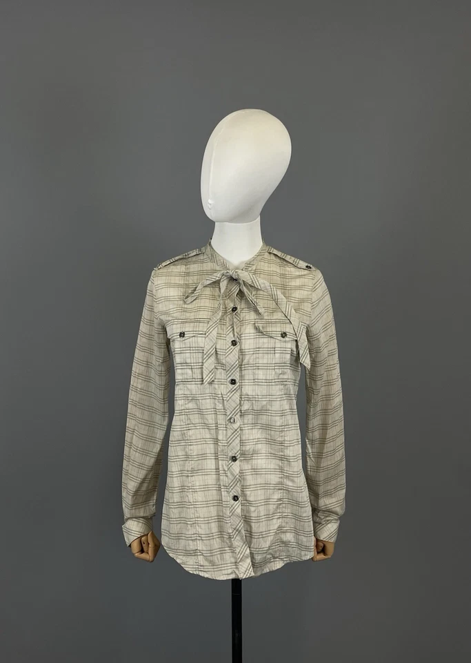 Blusa túnica camisa BURBERRY BRIT beige a cuadros Nova manga larga talla S Foto 1 de 4