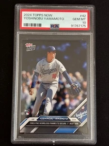 PSA10 Yamamoto Yoshinobu 2024 Topps Now First win　Dodgers Baseball #42 - Picture 1 of 10