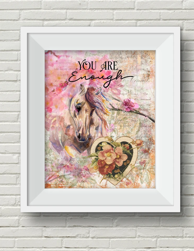 You Are Enough Suicide Awareness Acuarela Caballo SIN MARCO Arte Impresión Decoración de Pared Foto 1 de 1