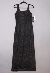 Y2K 90s Vintage Byer Too Maxi Dress Black Metallic Fairy Whimsigoth Grunge NWT - Picture 1 of 15