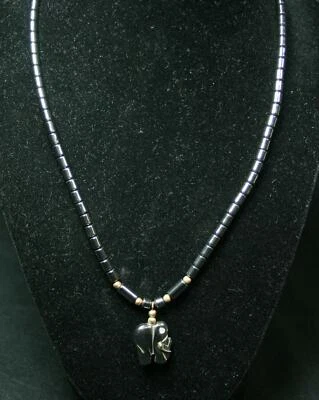 复古 Hematite 雕刻大象串珠项链 — 第 1/3 张图片