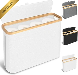 Portable Foldable Bamboo Toilet Roll Storage Holder for 12 Rolls White - Picture 1 of 12