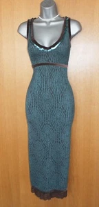 KAREN MILLEN Verde Oscuro Crochet Encaje Estilo Carrera Cóctel Vestido Lápiz UK10 EU 38 - Imagen 1 de 8
