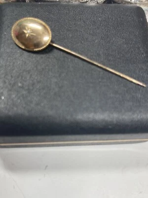 Pin de palo ovalado de diamantes talla rosa y oro amarillo de 10 k 1,63 g Foto 1 de 4