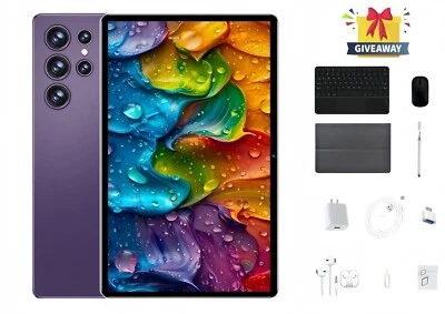 4G Tablet 10.1 Inch Android 12, 8GB RAM 256GB ROM 1920x1200 w Keyboard/Mouse - Image 1 of 4