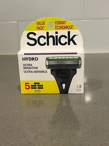 Recambios de afeitadora Schick Hydro Ultra Sensitive 3 hojas 5 cartuchos NUEVO SELLADO - Imagen 1 de 5