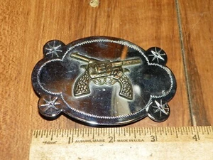 Hebilla de cinturón cromada vintage con seis tiradores de latón - hecha en HONG KONG - Imagen 1 de 2