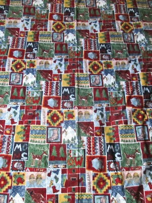 2 YD Cabin Woodland LET IT SNOW Cotton Fabric Nicole de Leon Alexander Henry SKI - Image 1 of 4