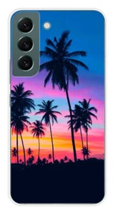 Coque en silicone imprimée compatible Samsung Galaxy S22 Palmiers colorés - Photo 1 sur 3