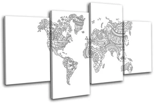 World Art Geometric Atlas Maps Flags MULTI TELA parete arte foto stampa - Foto 1 di 1