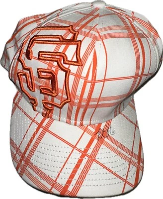 San Francisco Giants Orange White Plaid Hat Cap New Era Medium-Large MLB Signed - Image 1 of 4
