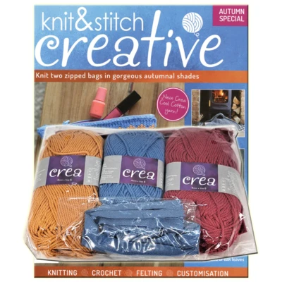 Knit and Stitch Autumn Special SP010 Zipped Bags Fox Toy Magazine Knitting Kit - Image 1 of 4