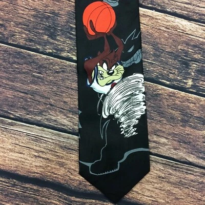 Corbata de baloncesto Taz Space Jam 1996 vintage Looney Tunes Mania dibujos animados de la NBA Foto 1 de 4