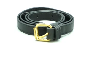 Dior Women's Belt One Size Core Black Leather Adjustable Belt with Gold Buckle - Picture 1 of 5