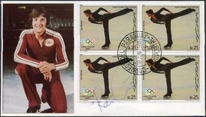 OLYMPISCHE SPIELE SKATING ROBIN COUSINS SIGNIERT 1980 SEE PLACID PARAGUAY BLOCK - Bild 1 von 2