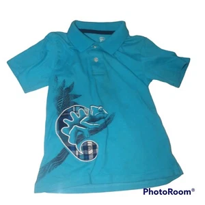 365 Kids by Garanimals Little Boys Chameleon Short Sleeve Polo Shirt Blue Size 5 - Picture 1 of 4