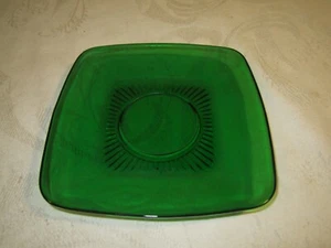 Vintage Quadratischer Anker Hocking Wald Grün Glas Charm Untertasse Teller - Bild 1 von 5