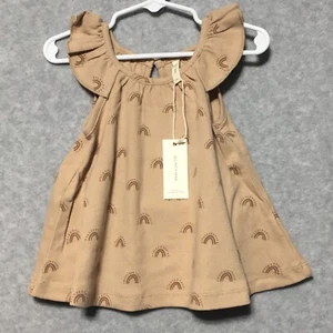 Quincy Mae Baby 0-3M Ruffle Swing Dress with Bloomers Apricot Tonal Rainbows - Picture 1 of 9