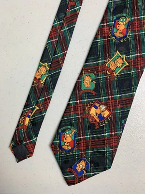 Paws Addiction GARFIELD Cool Cat Mens Ivy League Vintage Plaid Neck Tie EUC - Image 1 of 4