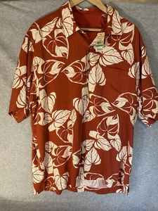 Tommy Bahama neu mit Etikett kurzärmliges Hemd Large festlich Laub Blumen 100 % Seide - Bild 1 von 9