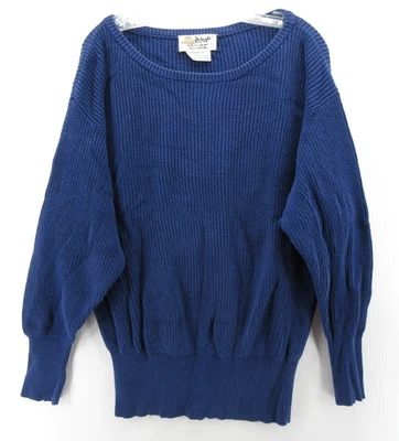 VINTAGE Pringle of Scotland Sweater Women Large Blue Pullover Ribbed Knit 80s * - Image 1 of 4