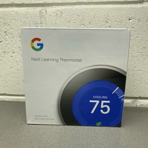 Nest Pro 3rd Gen Learning Thermostat Stainless Steel T3008US Google NEW - Picture 1 of 7