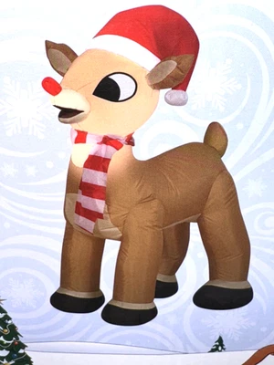 New 3.5' RUDOLPH RED-NOSED REINDEER CHRISTMAS AIRBLOWN INFLATABLE LIGHTS GEMMY